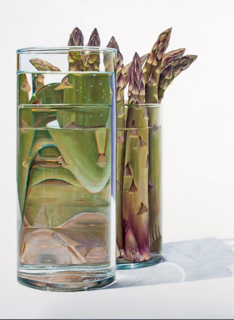 Charo Rolland - Esparragos. Óleo sobre tabla