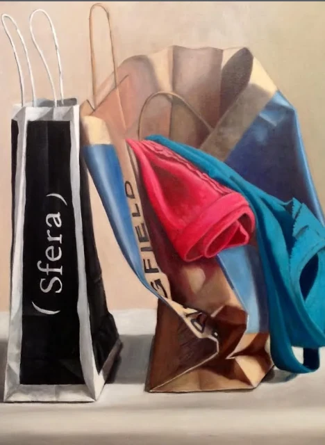 Soledad Prestel - Paquetes. Óleo sobre tabla