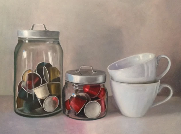 Soledad Preste - Desayuno. Óleo sobre tabla
