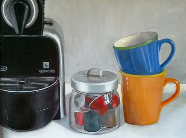 Soledad Preste - Desayuno. Óleo sobre tabla